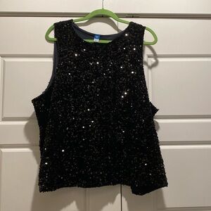 Old Navy Black Sequin Tank Top